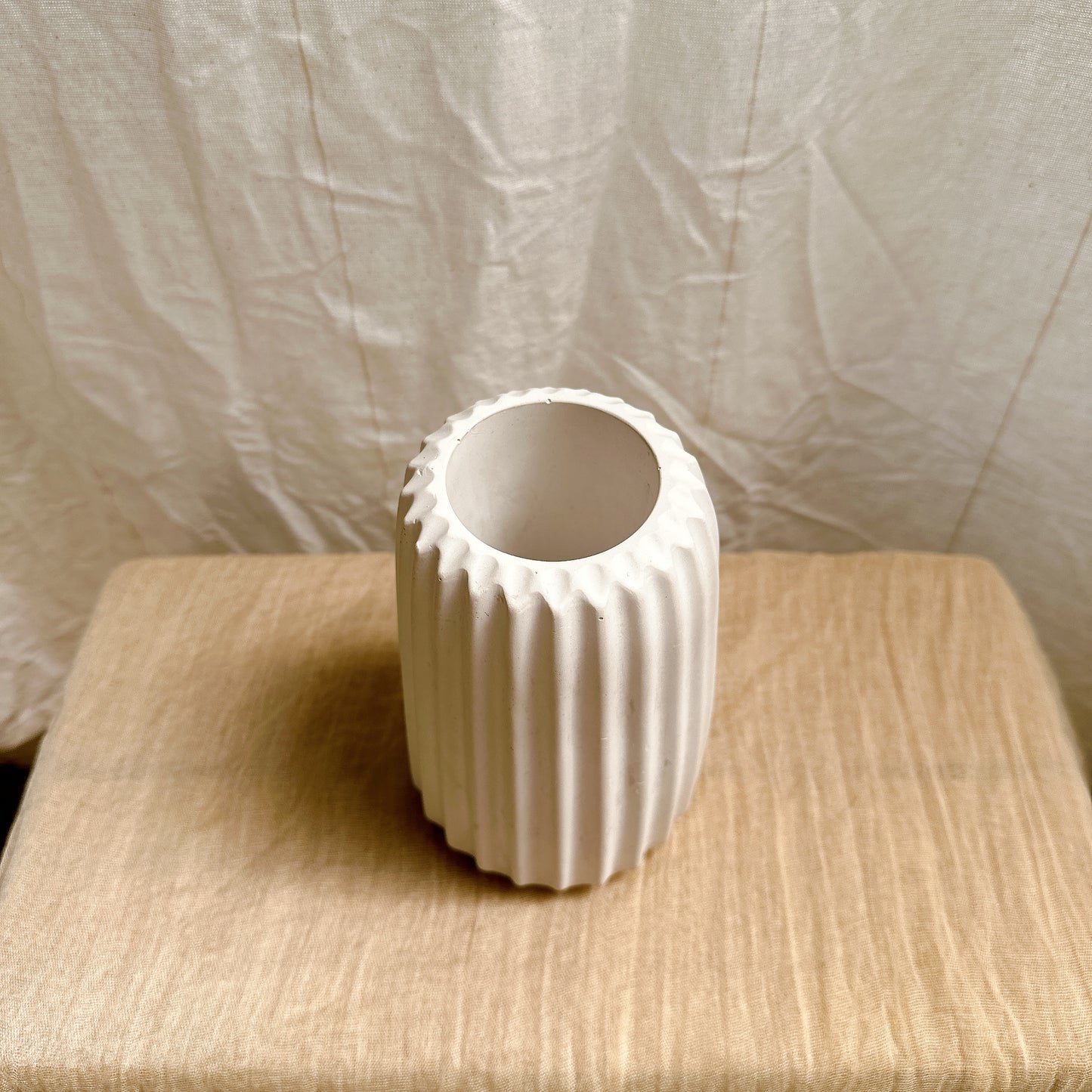 Ivory Pleated Vase Large