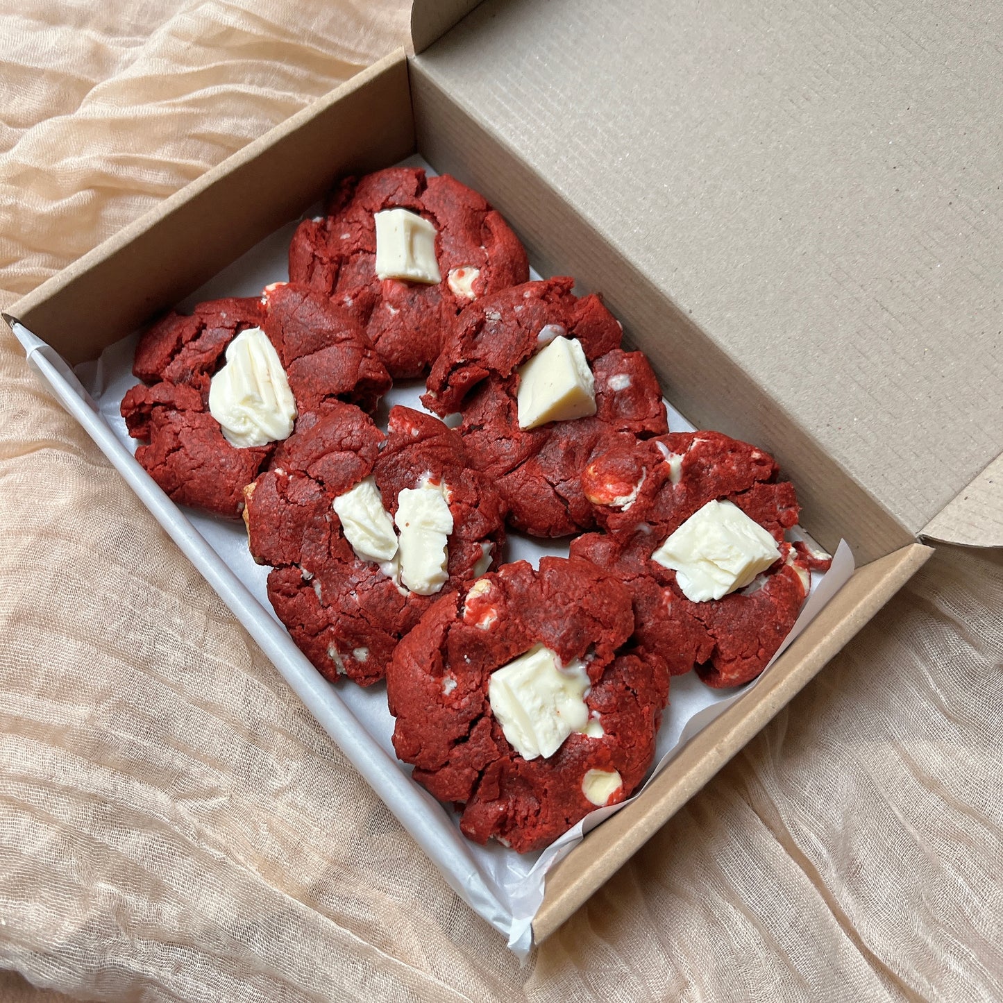 Half dozen red velvet cookies