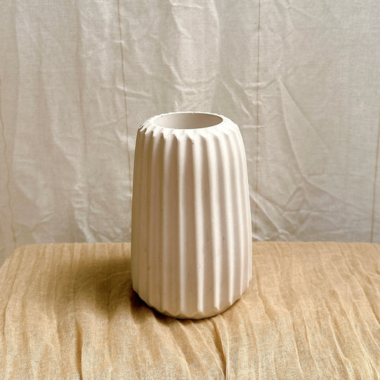 Ivory Pleated Vase Large